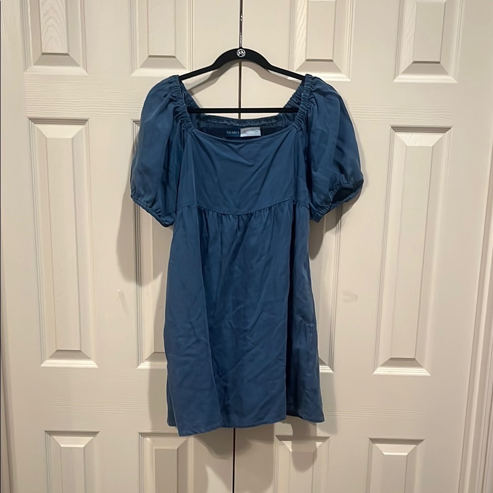 Blue Puff Sleeve Dress
